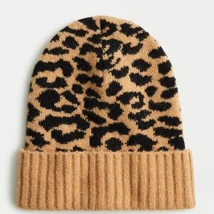 J Crew Womens Leopard Print Knit Beanie